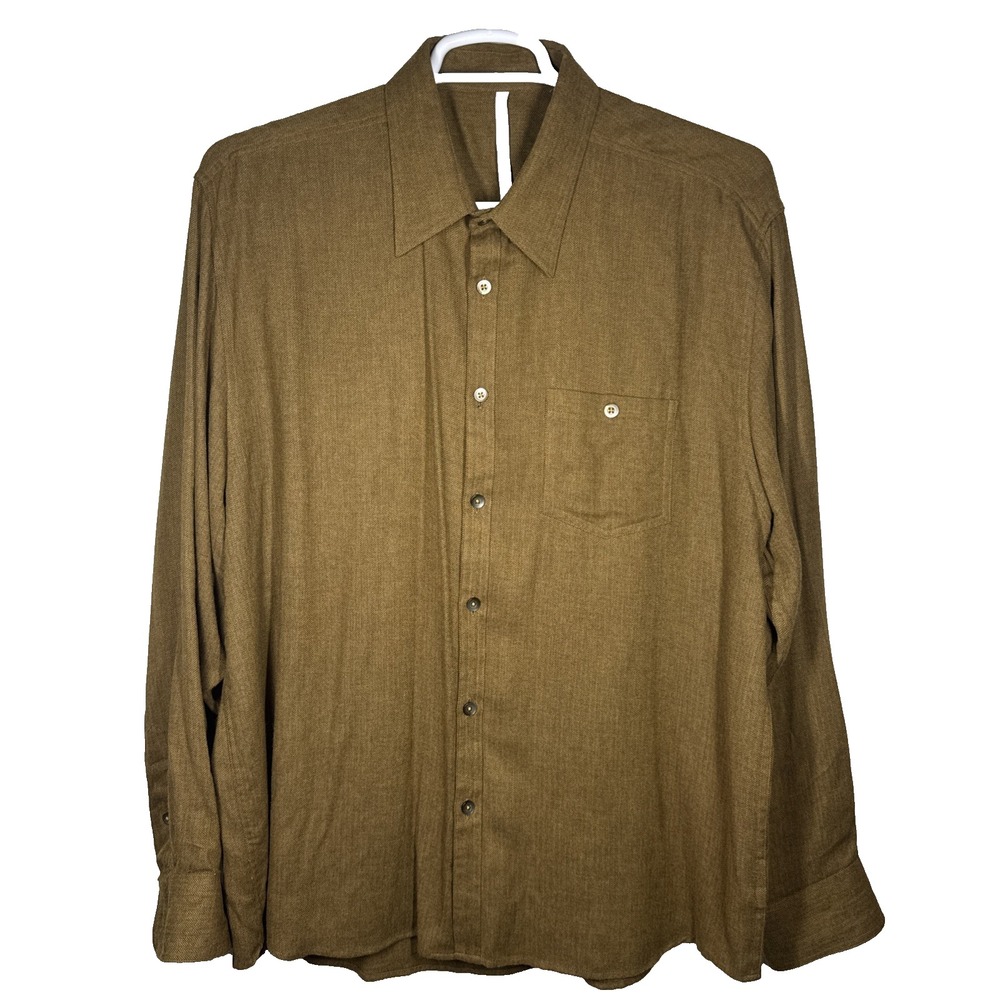 Axis Mens XXL Long Sleeve Button‎ Down Shirt Rust Herringbone Stitch Lumberjack